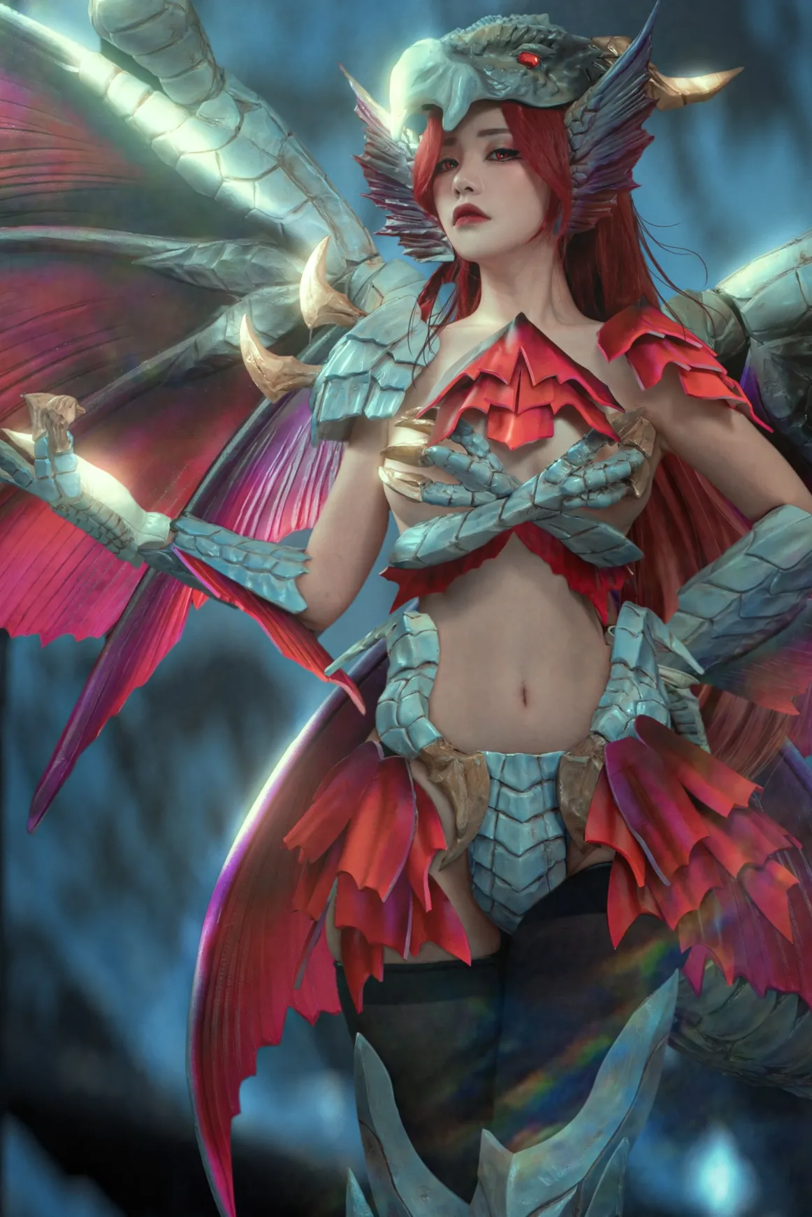 Nekokoyoshi (爆机少女喵小吉) cosplay Dawn Jue Silver Dragon - Monster Hunter Rise 2-erohere26.webp